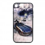 Wholesale iPhone SE (2020) / 8 / 7 Design Tempered Glass Hybrid Case (Silver Race Car)